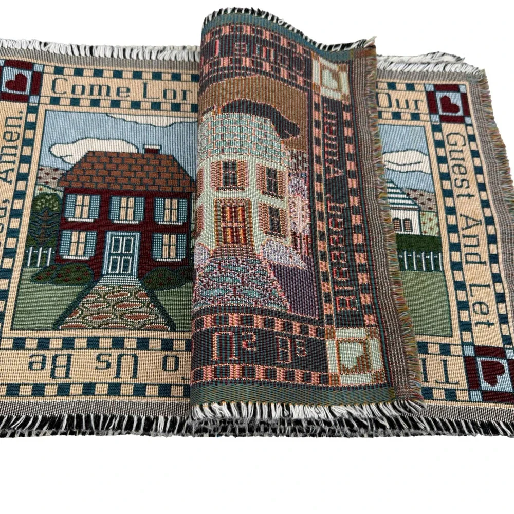 Tapestry Placemat Home 18x13 Multicolor Religious Folk Art Cottagecore Set of 4